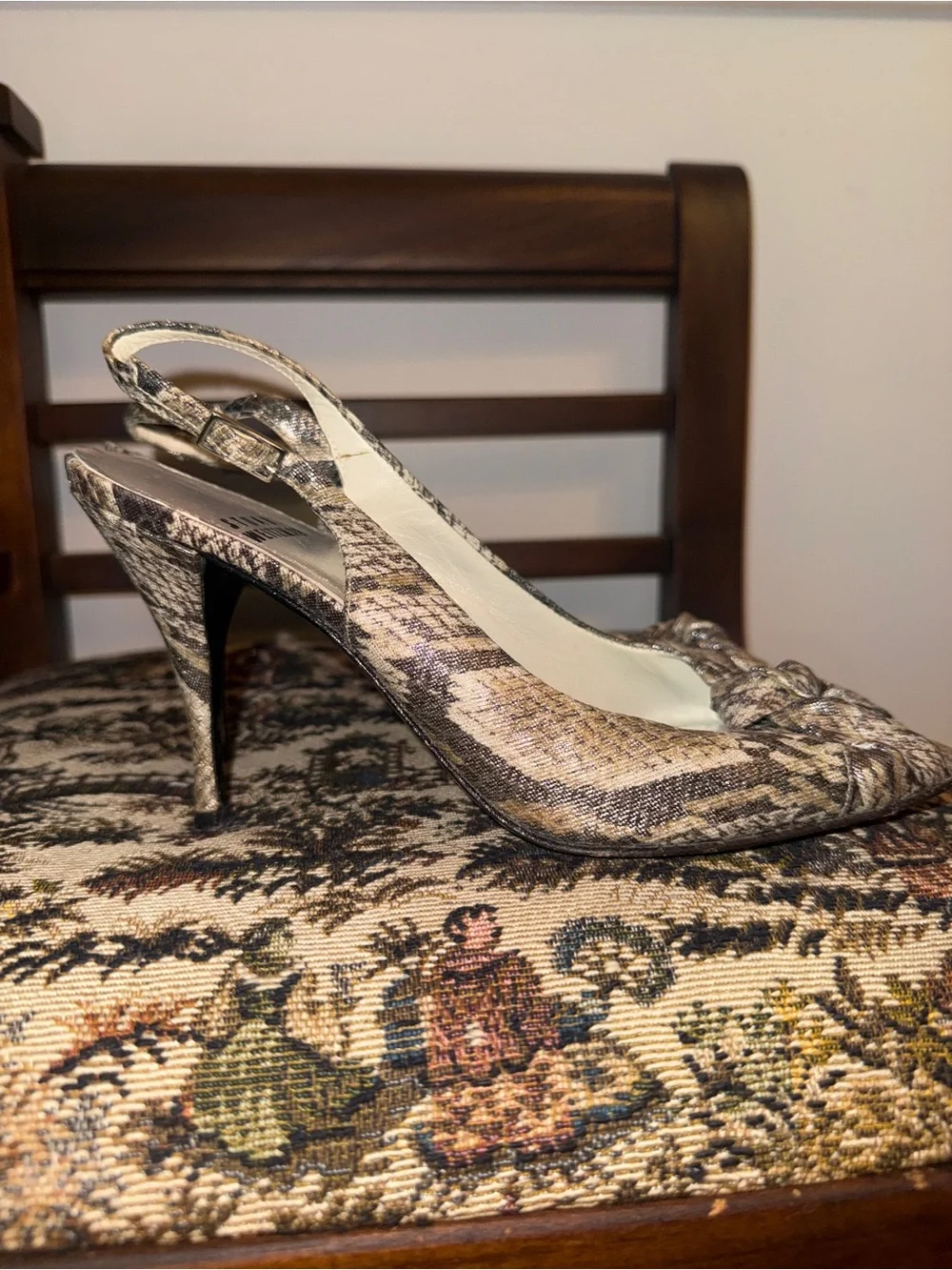 ✨ Stuart Weitzman Snakeskin Print Slingback Heels Size 7.5N Vintage Y2K